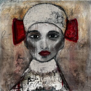 Samtalen - 40x40 cm portrætmaleri
