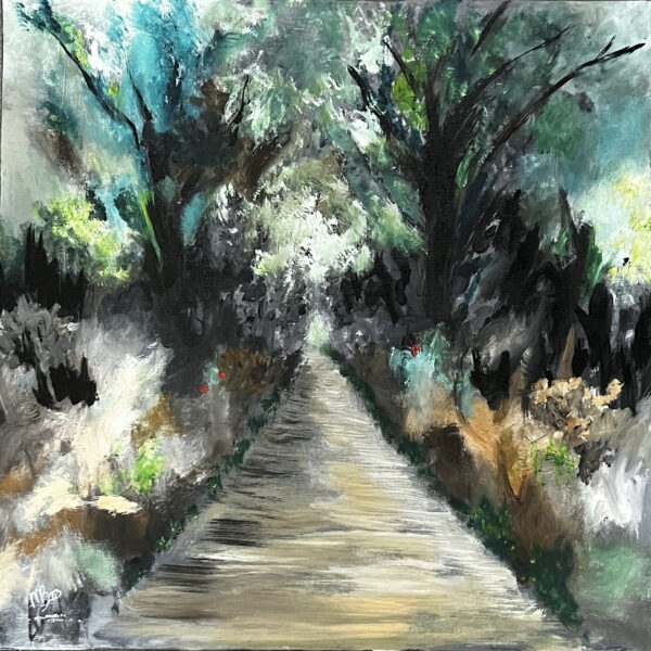 I skoven - Akrylmaleri 40x40 cm